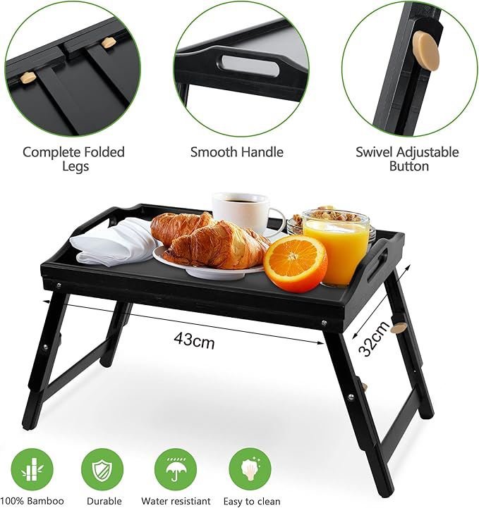 Bamboo Serving Tray With Folding Legs